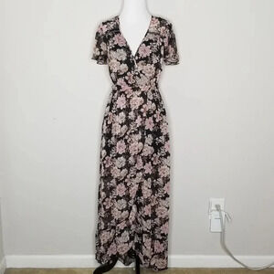 Band of Gypsies Black Floral Maxi Dress XS